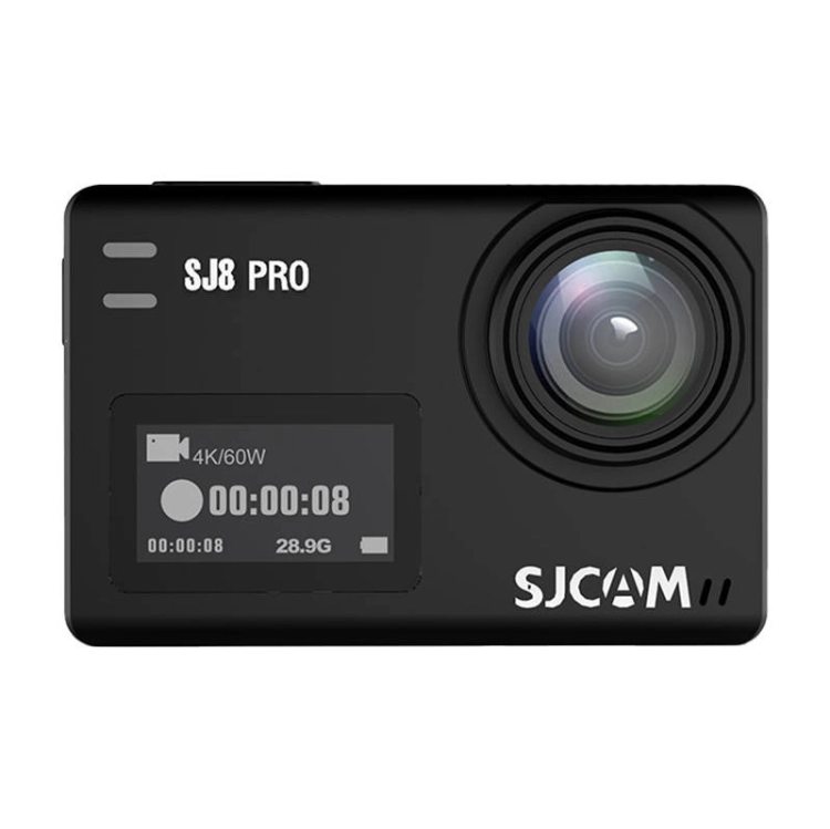 Kamera sportowa SJCAM SJ8 Pro z przednim ekranem statusu, widok z przodu