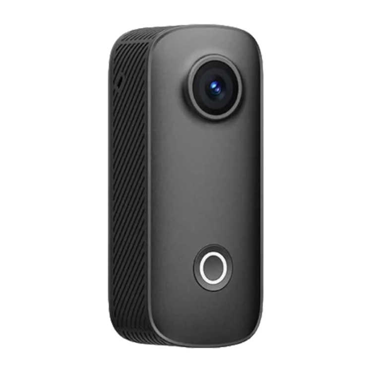 Czarna kamera SJCAM C100 Pro, widok z przodu pod kątem