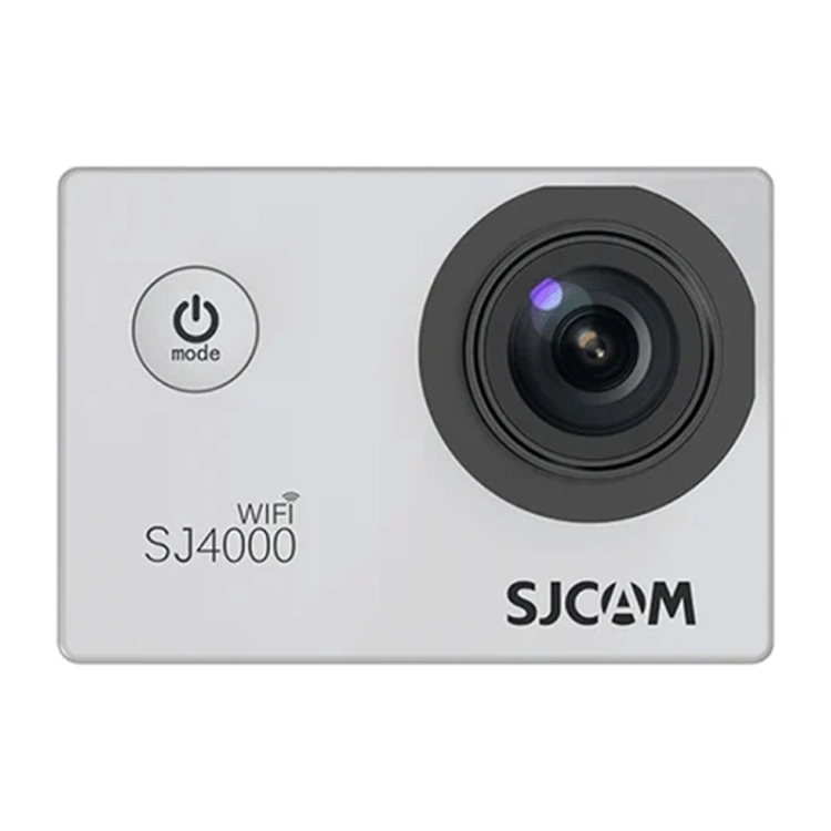 Srebrna kamera sportowa SJCAM SJ4000 WiFi, widok z przodu