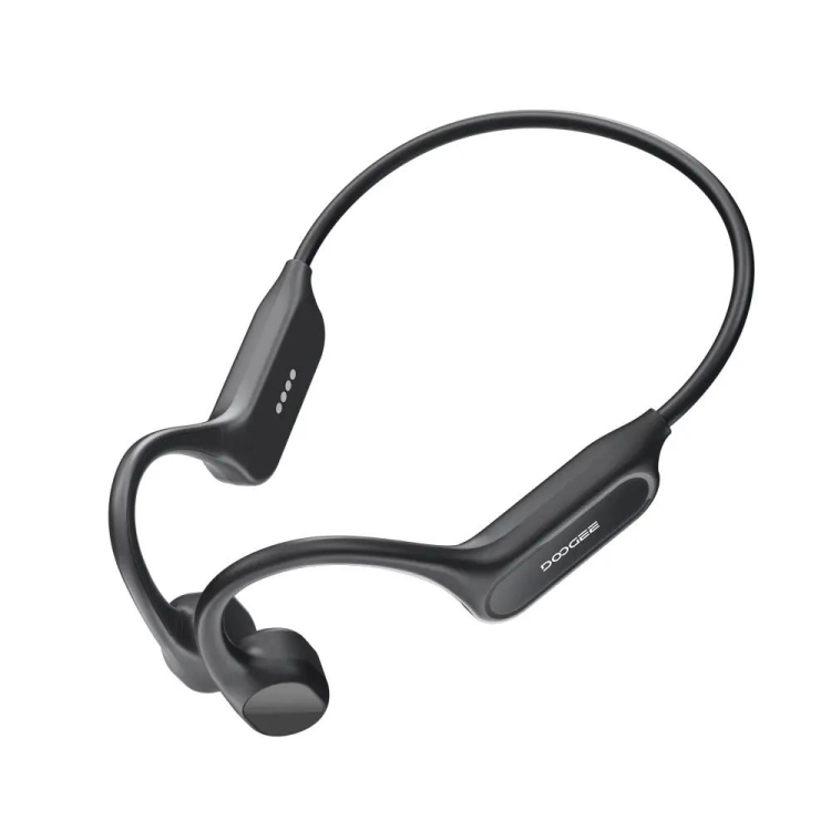 Czarne słuchawki kostne DOOGEE BoneBeat Swim z pałąkiem za głową