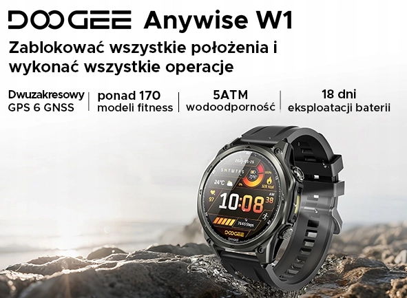 Odporna konstrukcja smartwatcha DOOGEE Anywise W1 do aktywności outdoorowych