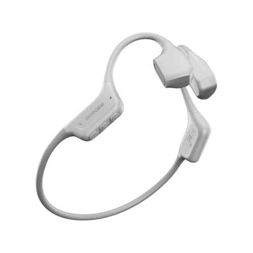 Jasnoszare słuchawki DOOGEE BoneAir Swim z otwartą konstrukcją i pałąkiem za głową