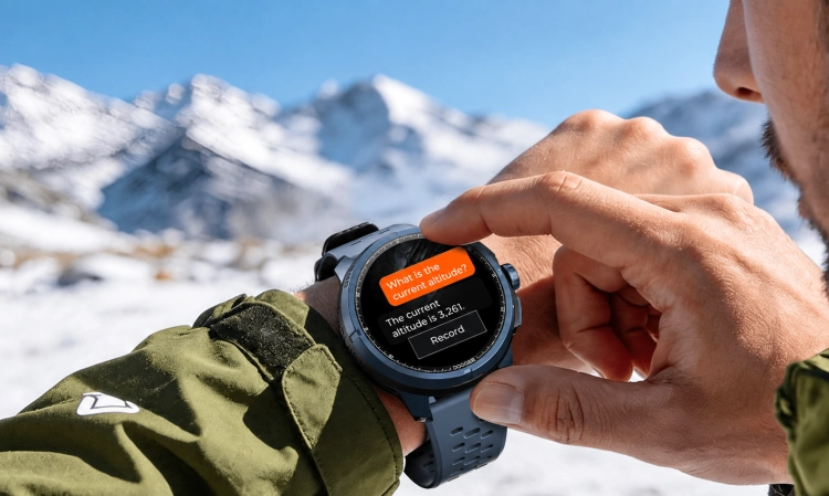 Smartwatch DOOGEE Anymoving M1 Pro z GPS podczas wycieczki w górach