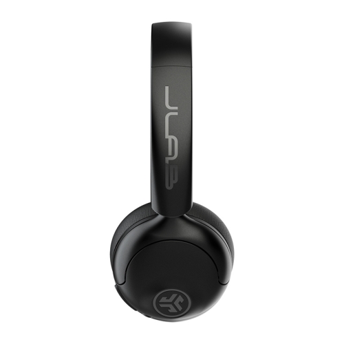 Czarne słuchawki JLab Studio 2 Wireless z boku, logo JLab na pałąku