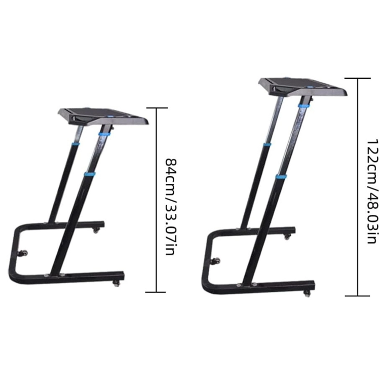 Stolik ThinkRider w najniższym (84 cm) i najwyższym (122 cm) położeniu