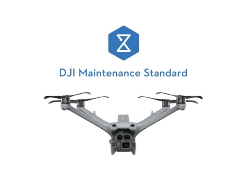 DJI Maintenance Standard – logo programu i dron DJI Matrice 4TD, widok z przodu