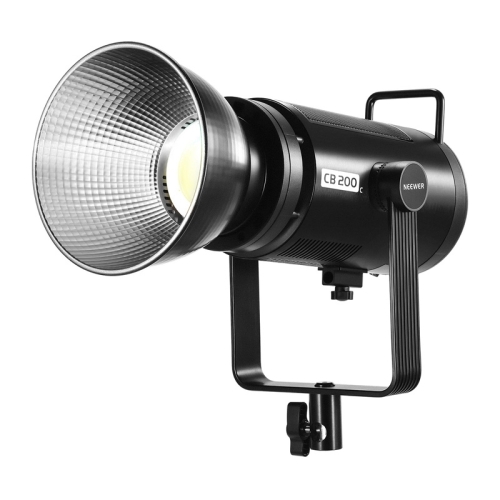 Lampa NEEWER CB200C z reflektorem na uchwycie, widok z boku