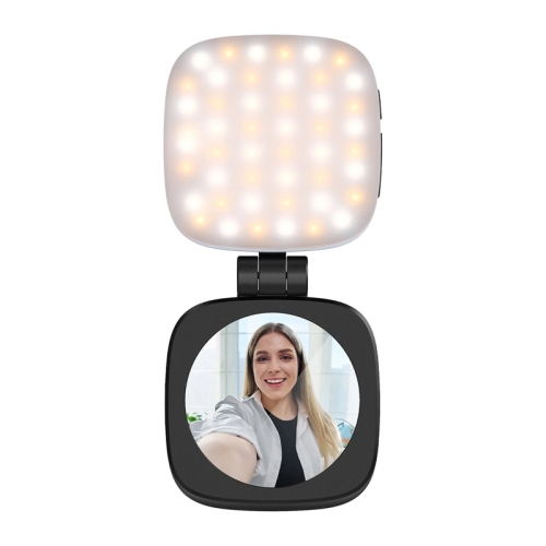 Czarna lampka NEEWER NL48B z lusterkiem, widok z przodu