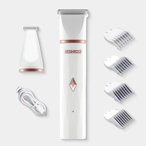 Maszynka do strzyżenia kota CATLINK Pet Trimmer z dwiema głowicami, czterema nasadkami i kablem USB-C
