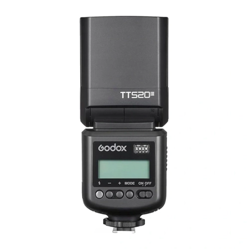 Lampa błyskowa Godox TT520III od tyłu z panelem LCD