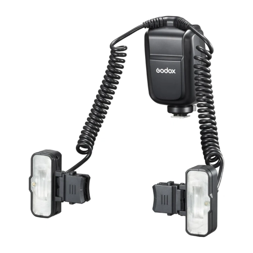 Lampa makro Godox MF-T76 do Sony z dwiema głowicami na przewodach, widok z przodu