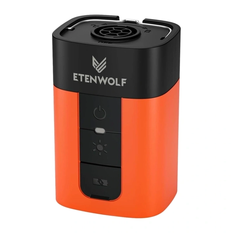Pompka do materacy Etenwolf AIR 5 Pro pomarańczowa z uchwytem i przyciskiem lampy