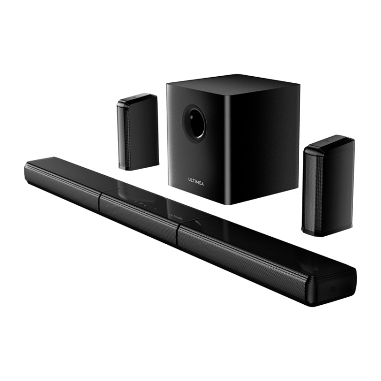 Ultimea Apollo S70 Ultra złożony w jedną belkę, subwoofer i dwa głośniki tylne