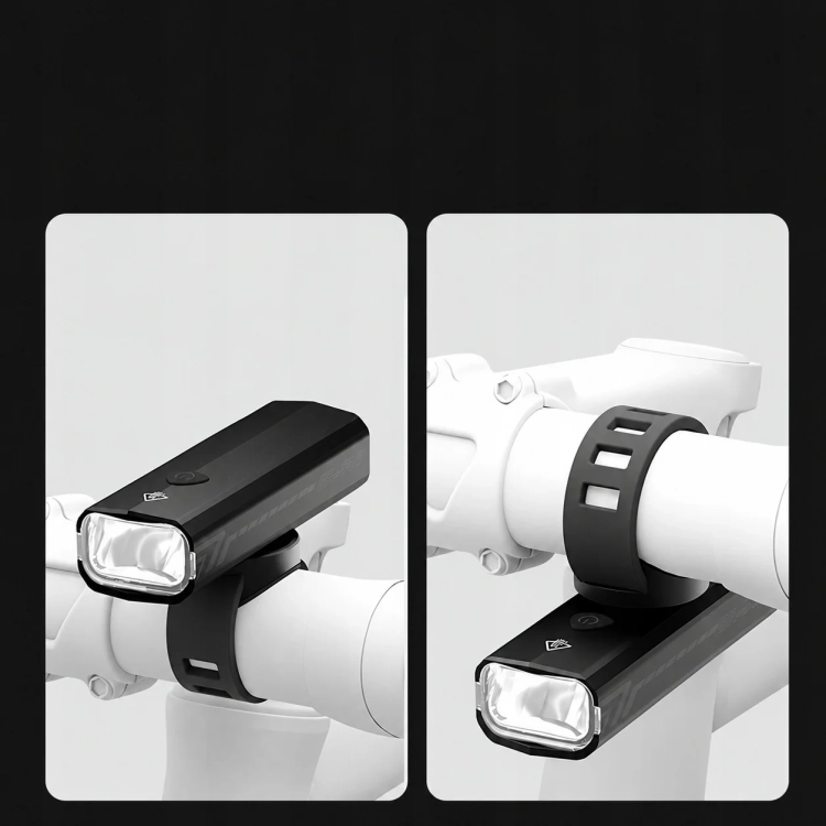 Lampka CYCLAMI BR-500 na kierownicy i pod uchwytem, dwa sposoby montażu