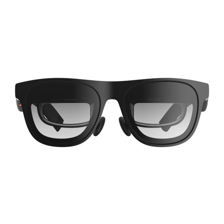 Okulary XREAL One od frontu, czarna oprawka z noskami
