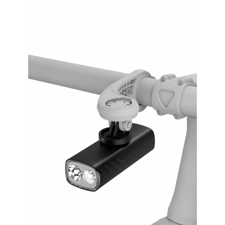 Lampka CYCLAMI BR-2000 zawieszona pod wysuniętym uchwytem na kierownicy