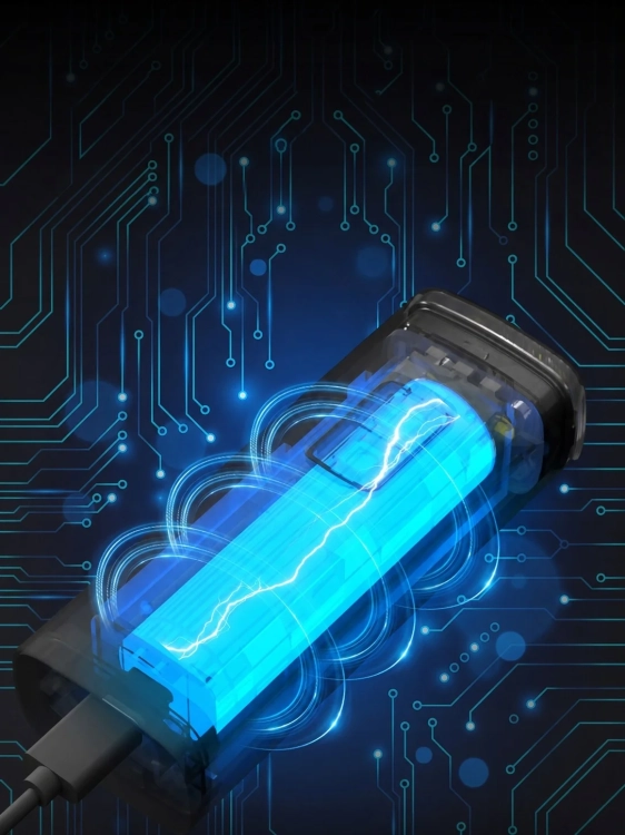 Ogniwo 21700 w obudowie lampki CYCLAMI BR-2000, grafika poglądowa