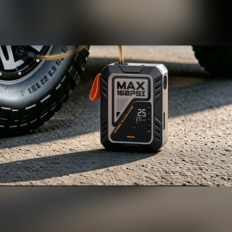 CYCLAMI MAX160 podczas pompowania opony samochodowej