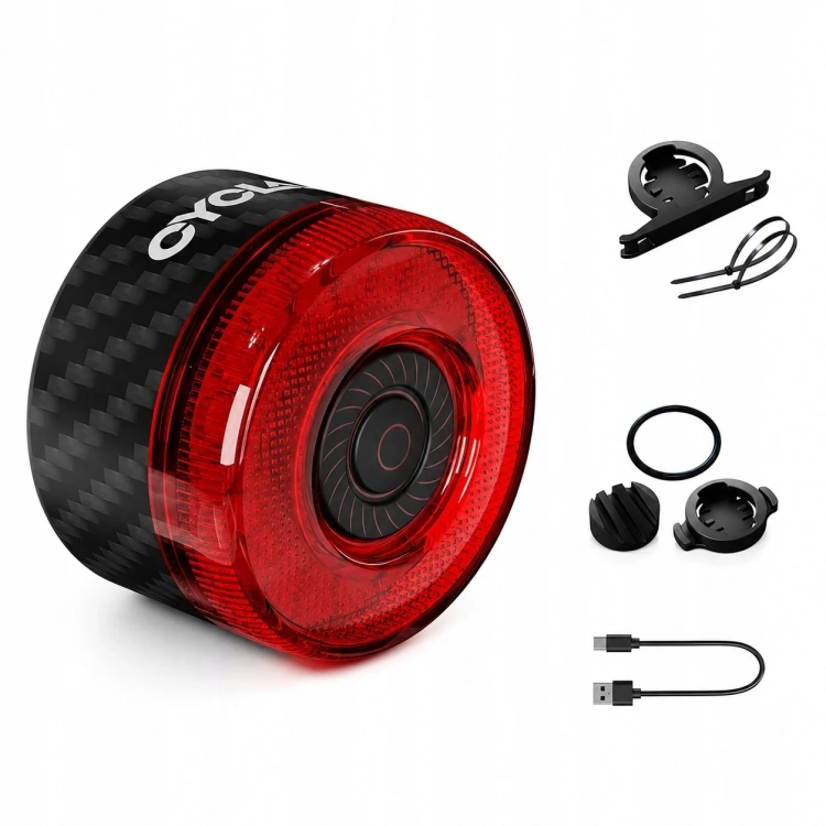 Zestaw CYCLAMI CY120: lampka, uchwyty, pierścień, opaski i kabel USB-C