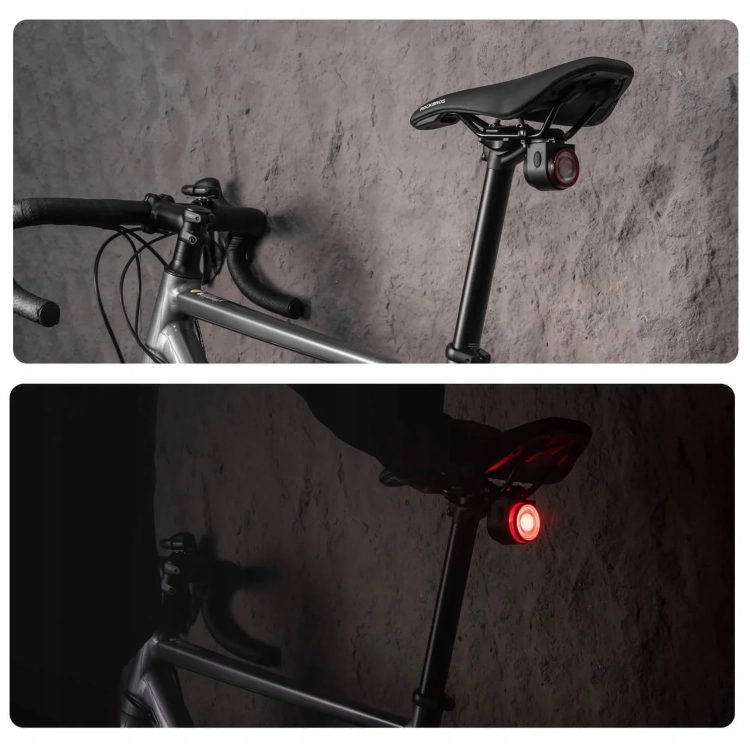 Lampka CYCLAMI A8 PRO na sztycy roweru szosowego, w dzień i nocą