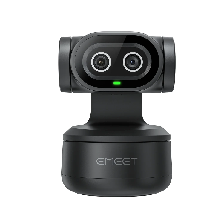 EMEET Pixy 4K od frontu, obiektyw obrazu i obiektyw AI