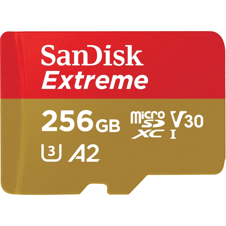 Karta pamięci SanDisk Extreme microSDXC 256 GB V30 A2 od przodu