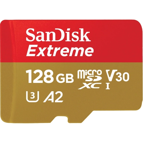 Karta pamięci SanDisk Extreme microSDXC 128 GB V30 A2 od przodu