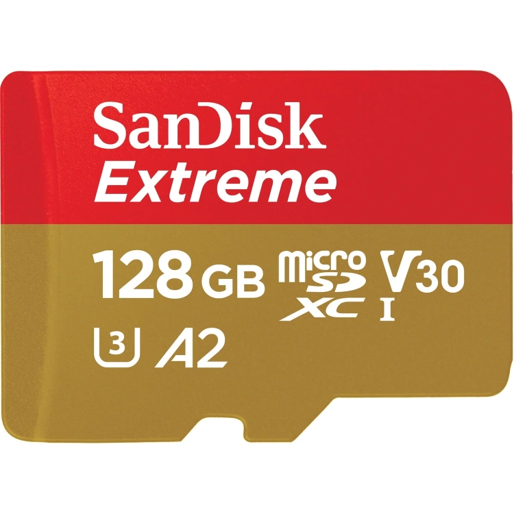 Karta pamięci SanDisk Extreme microSDXC 128 GB V30 A2 od przodu