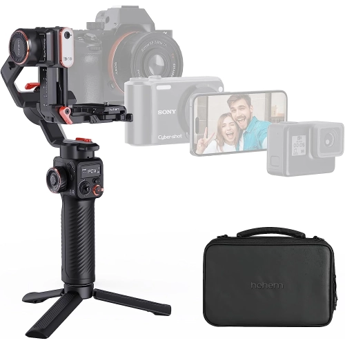 Gimbal Hohem iSteady MT2 Kit na statywie z aparatem oraz etui z zestawu