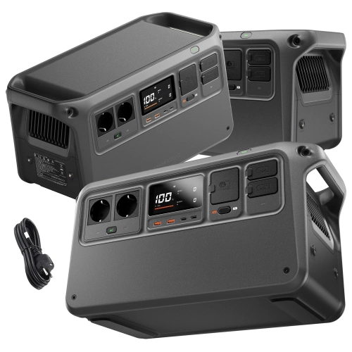 Stacja zasilania DJI Power 1000 V2 od przodu i od tyłu, z kablem zasilającym