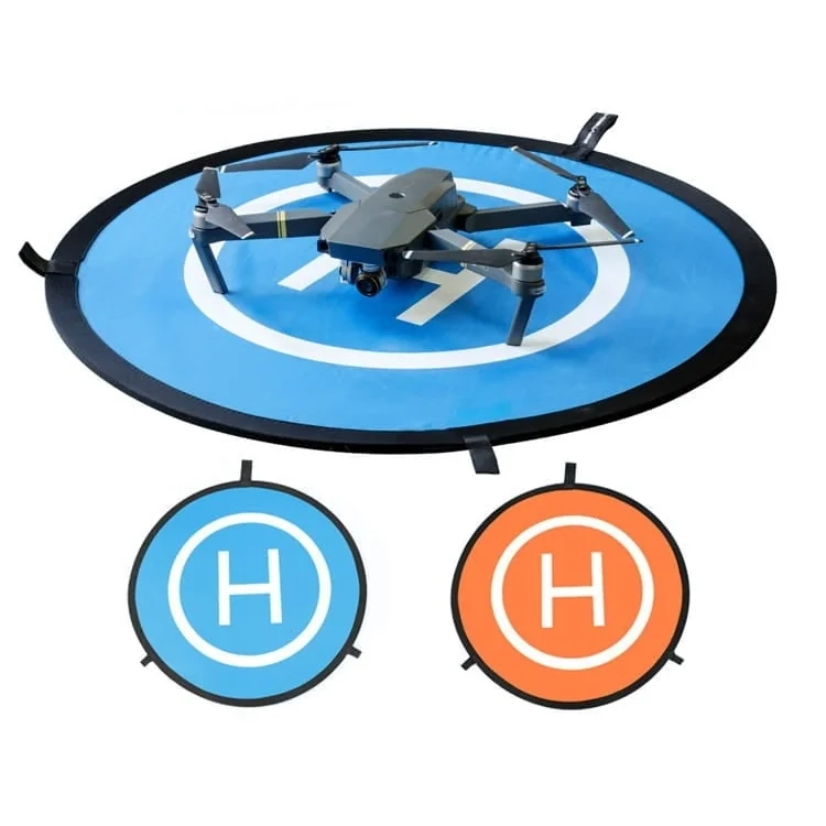 Mata lądowisko PGYTECH 75 cm z dronem, strona niebieska i pomarańczowa