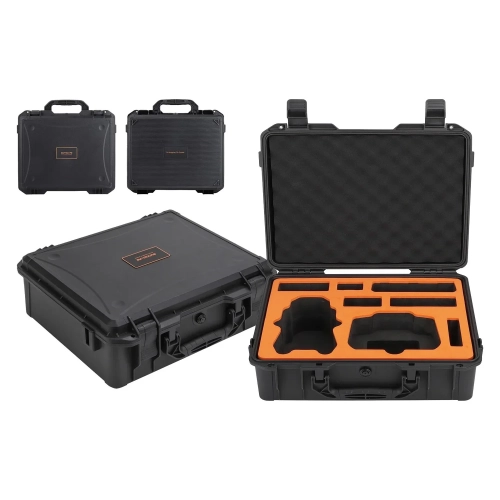 Wodoodporna walizka Sunnylife do DJI Air 3S / Air 3, zamknięta i otwarta z dronem w środku