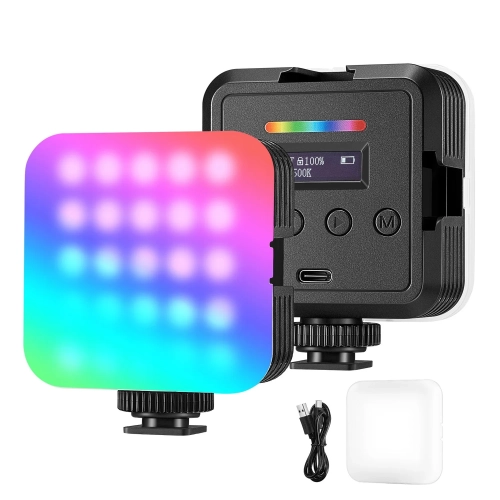 Lampa NEEWER RGB61 z przodu i z tyłu z dyfuzorem i kablem USB-C