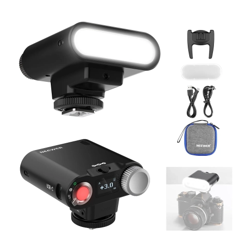 Mini lampa błyskowa NEEWER Z160 z przodu i z tyłu z dyfuzorem, kablami i etui