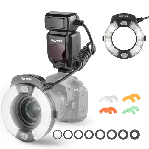 Lampa pierścieniowa NEEWER RF1-C z pierścieniami adaptera i filtrami kolorowymi