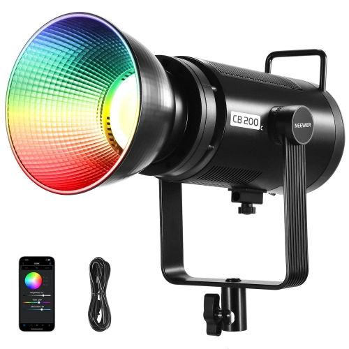 Lampa LED NEEWER CB200C RGB z kolorowym światłem, przewodem i aplikacją