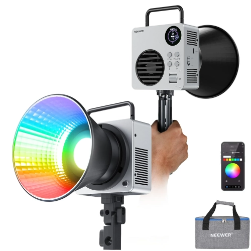 Lampa LED NEEWER HB80C RGB z rączką, reflektorem, kablem USB-C i torbą