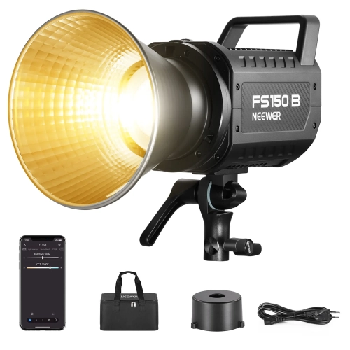Lampa LED NEEWER FS150B z reflektorem, torbą, osłoną, przewodem i aplikacją