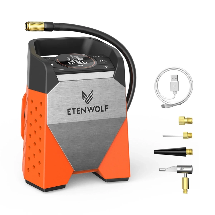 Kompresor samochodowy Etenwolf Zephyr S3 z wężem, kablem USB-C i końcówkami do pompowania