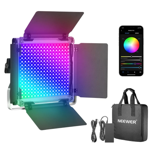 Panel LED NEEWER RGB660 PRO z wrotami, zasilaczem, torbą i aplikacją w telefonie