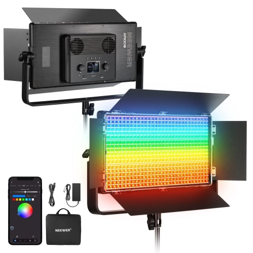 Panel LED NEEWER AP100C RGB z wrotami, przód i tył, z zasilaczem i torbą