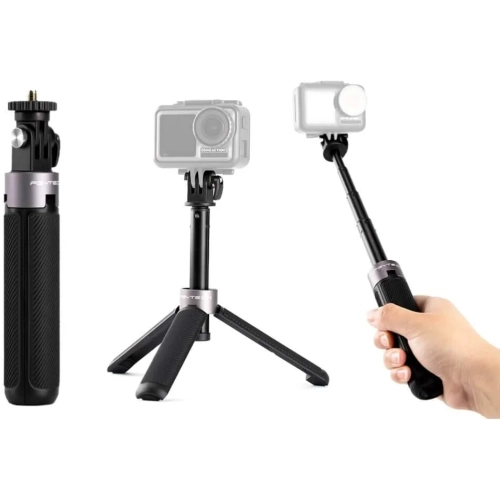 Mini tripod PGYTECH z wysięgnikiem i kamerą sportową w trzech ustawieniach