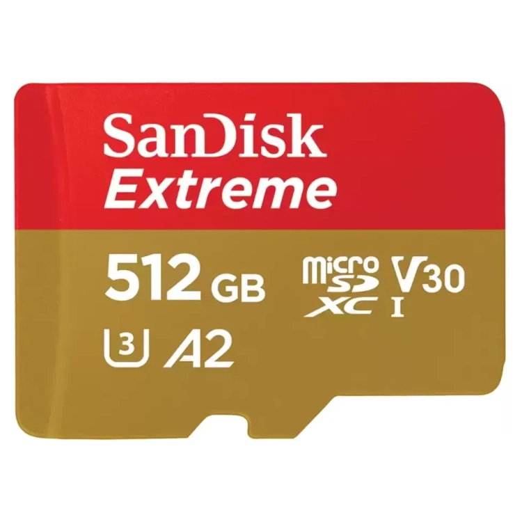 Karta pamięci SanDisk Extreme microSDXC 512 GB V30 A2 od przodu