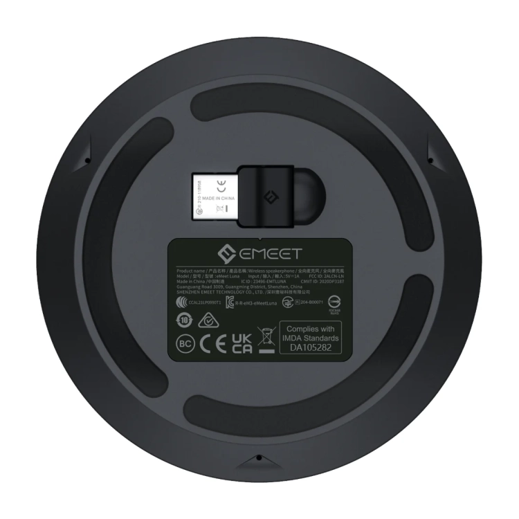 Spód głośnika EMEET Luna ze schowkiem na adapter USB