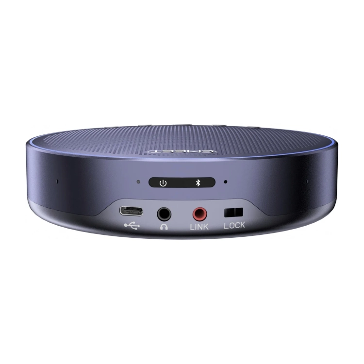 Porty EMEET M3: USB-C, słuchawki, LINK i zamek LOCK