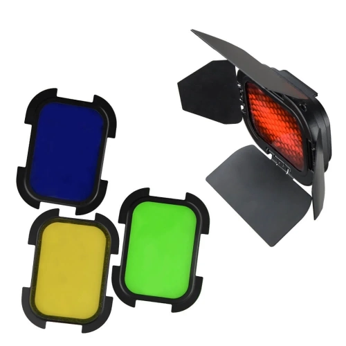 Zestaw Godox BD-07: wrota, grid i 4 filtry kolorowe