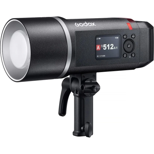 Lampa plenerowa Godox AD600BM II z odbłyśnikiem, widok z przodu pod kątem