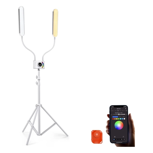 Lampa NEEWER BH40C z dwoma ramionami na statywie, z aplikacją w telefonie