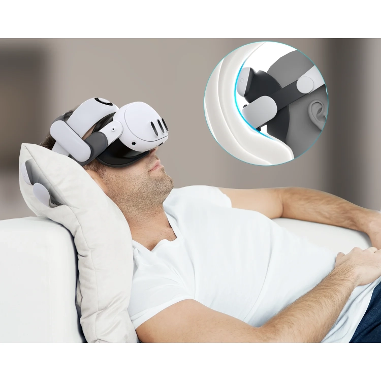 Leżenie na kanapie w goglach VR z płaskim tyłem paska BOBOVR S3 Pro