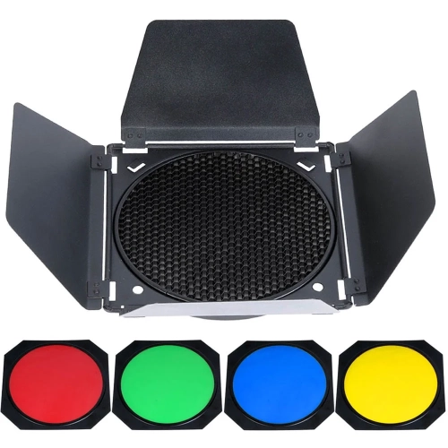 Zestaw Godox BD-04: wrota z gridem i 4 filtry kolorowe